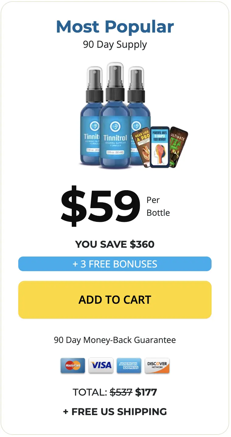 Tinnitrol 3 bottle 90-day supply — $59 per bottle